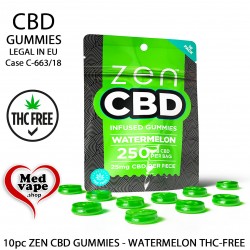 ZEN CBD GUMMIES WATERMELON - 10pc (250mg CBD) CBD WEED CANNABIS MEDVAPE THC